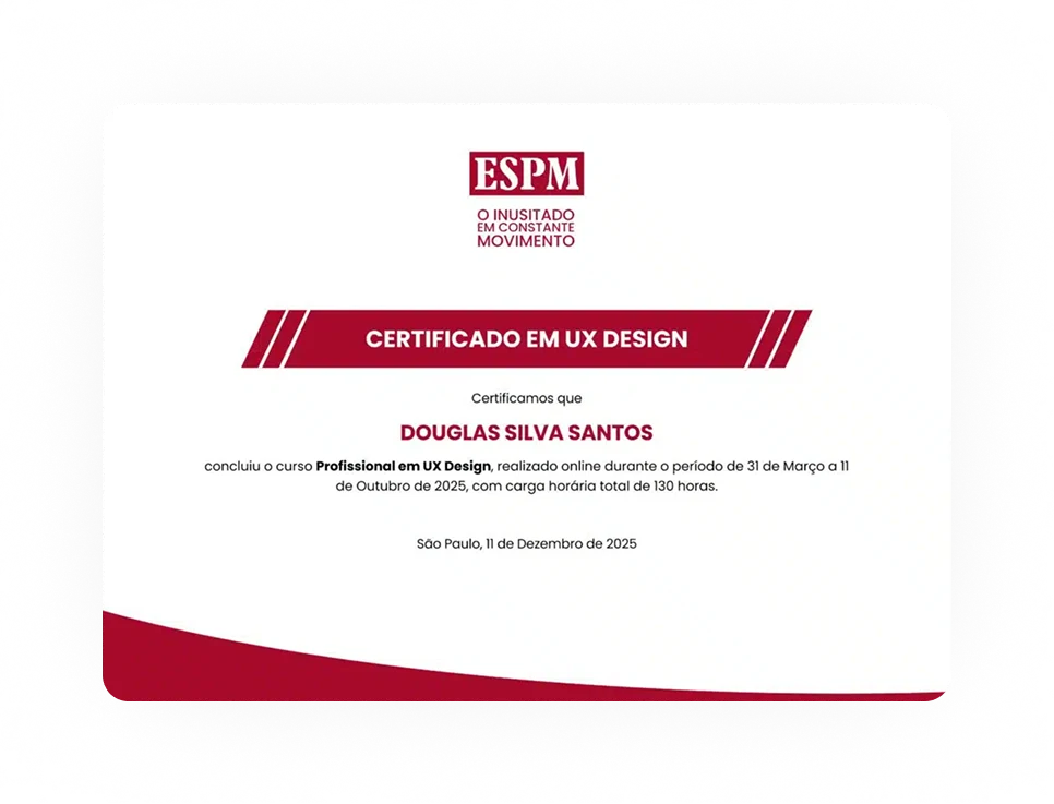 Certificado ESPM em UX Design